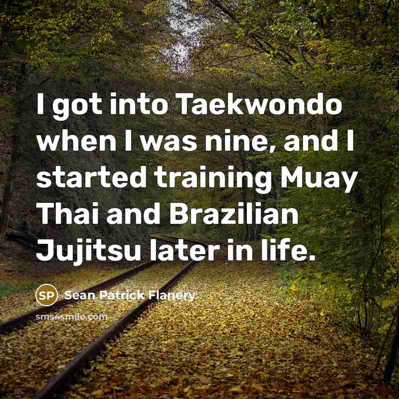 “I got into Taekwondo when I was nine, and I started training Muay Thai and Brazilian Jujitsu later in life.” quote by Sean Patrick Flanery
