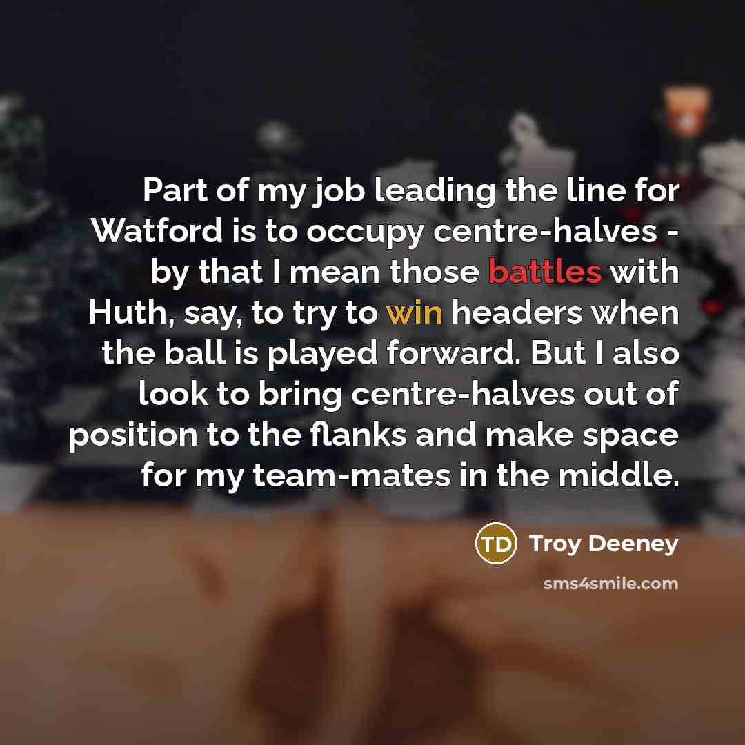 “Part of my job leading the line for Watford is…” quote by Troy Deeney