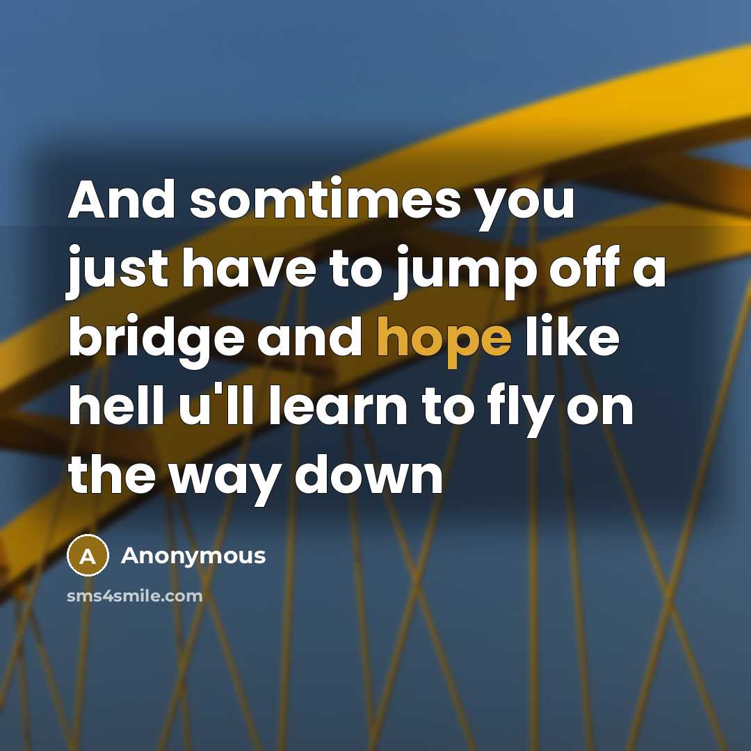 “And somtimes you just have to jump off a bridge…” quote by Anonymous