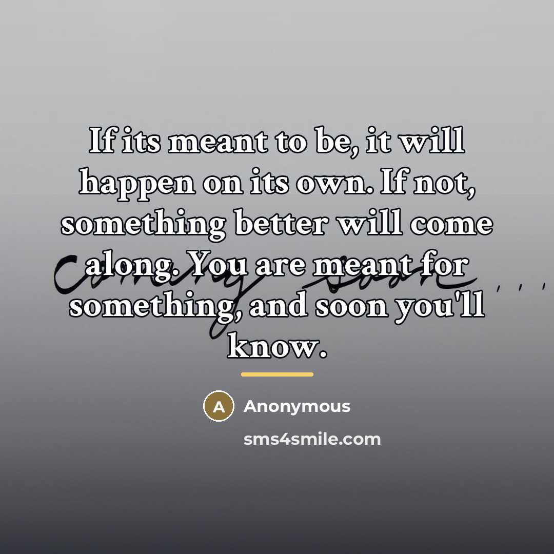 “If its meant to be, it will happen on its…” quote by Anonymous
