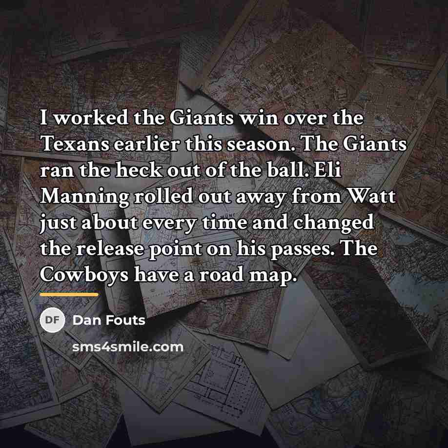 “I worked the Giants win over the Texans earlier this…” quote by Dan Fouts