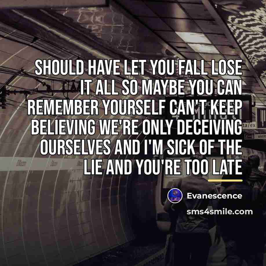 “Should have let you fall Lose it all So maybe…” quote by Evanescence