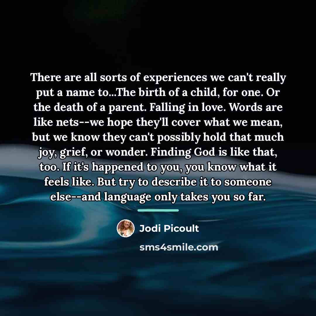 “There are all sorts of experiences we can't really put…” quote by Jodi Picoult