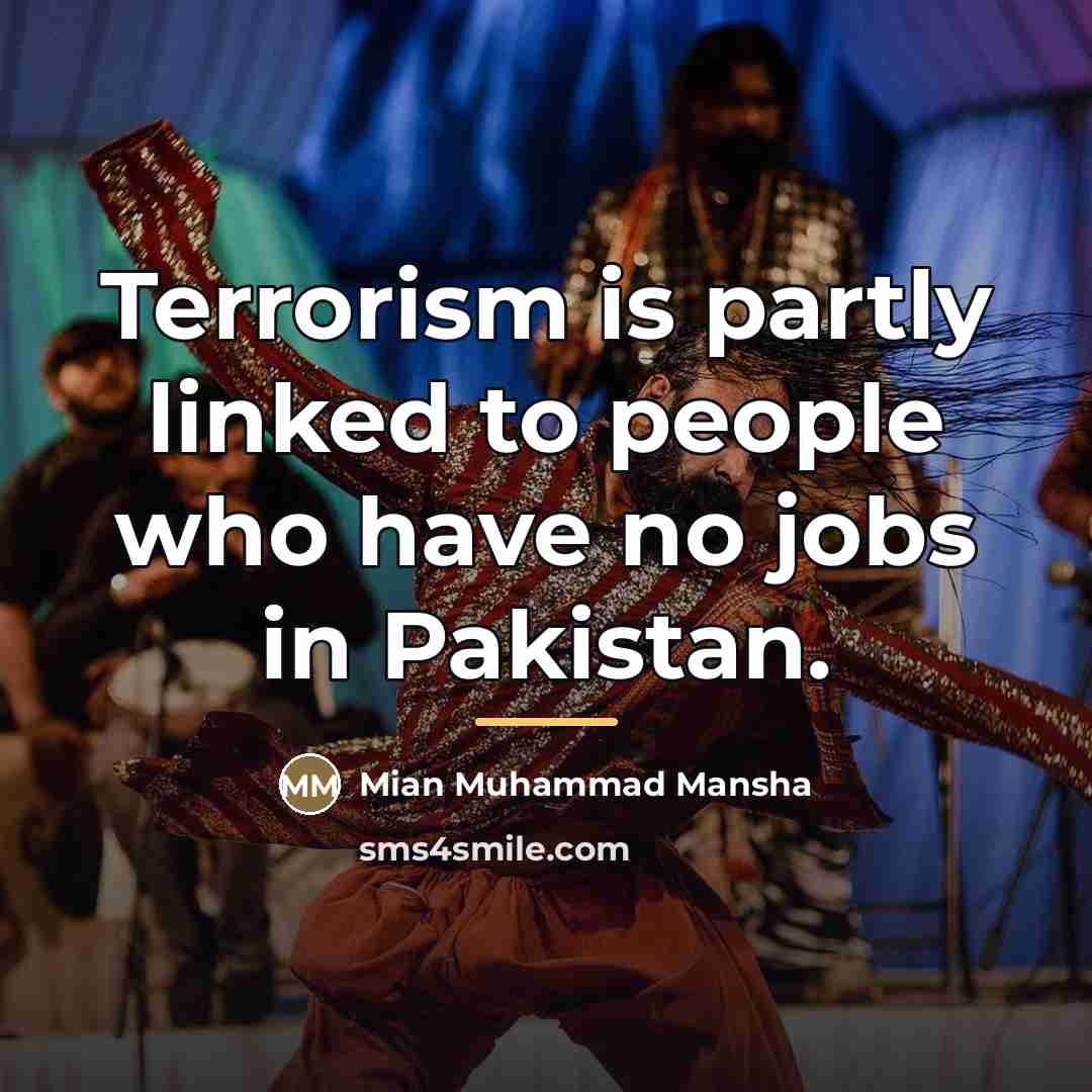“Terrorism is partly linked to people who have no jobs…” quote by Mian Muhammad Mansha