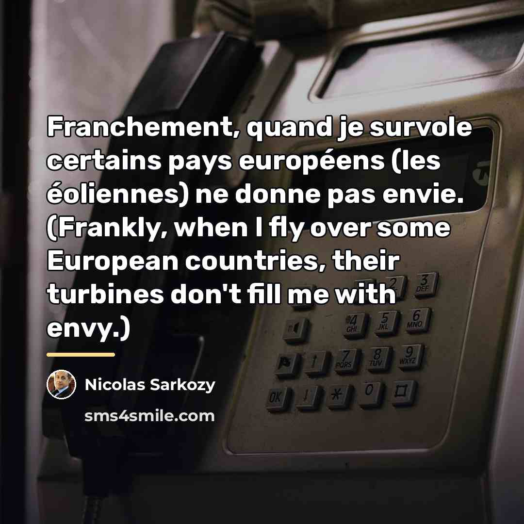 “Franchement, quand je survole certains pays européens (les éoliennes) ne…” quote by Nicolas Sarkozy