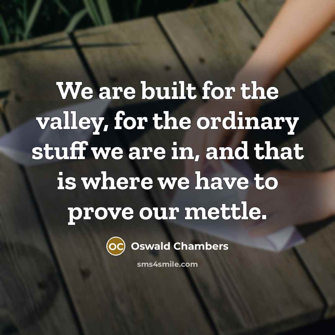 “We are built for the valley, for the ordinary stuff…” quote by Oswald Chambers
