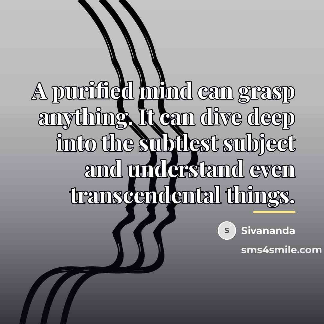 “A purified mind can grasp anything. It can dive deep…” quote by Sivananda