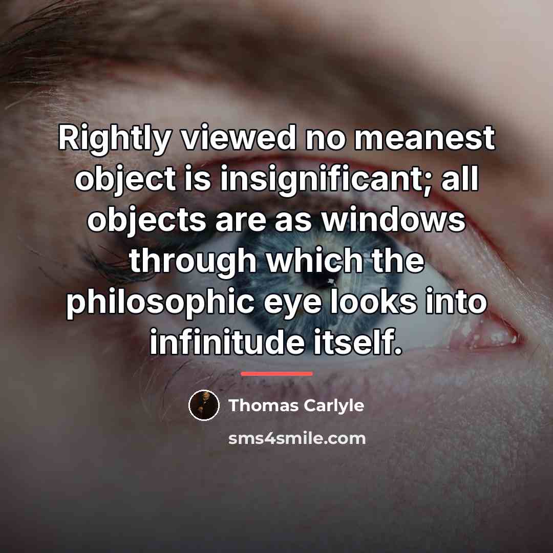 “Rightly viewed no meanest object is insignificant; all objects are…” quote by Thomas Carlyle