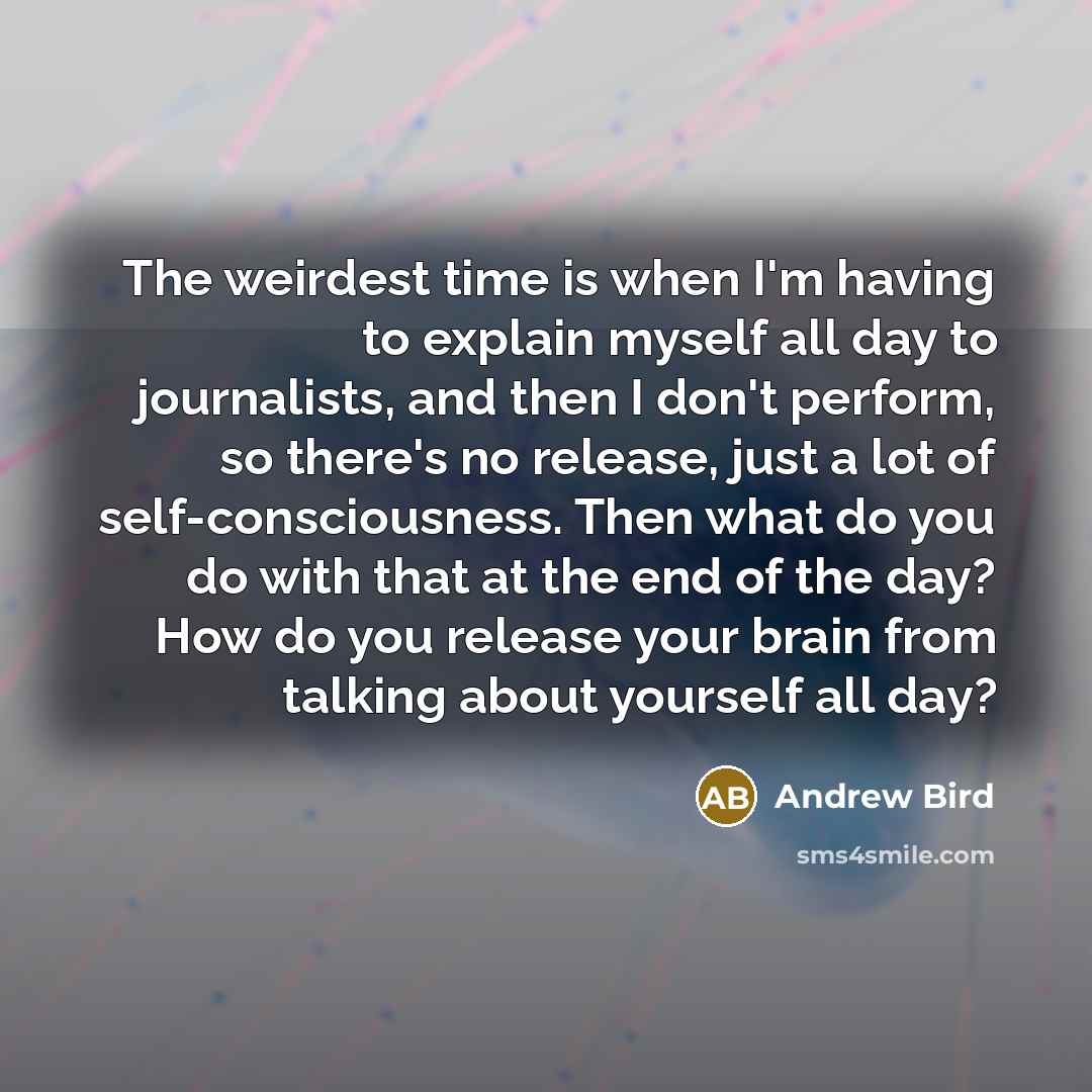“The weirdest time is when I'm having to explain myself…” quote by Andrew Bird