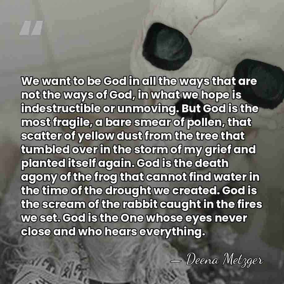 We want to be God in all the ways that are not&hellip; - Deena Metzger