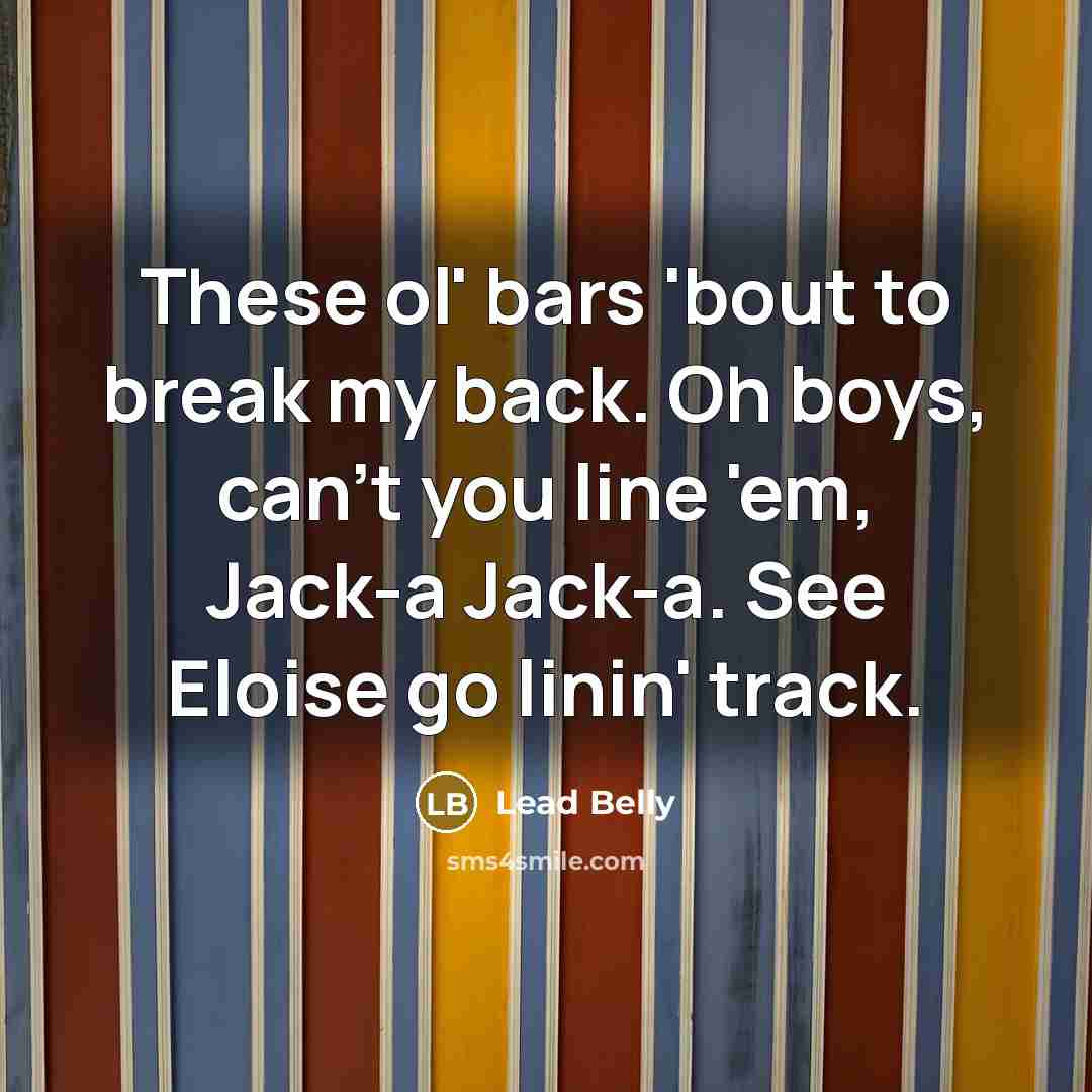 “These ol' bars 'bout to break my back. Oh boys,…” quote by Lead Belly