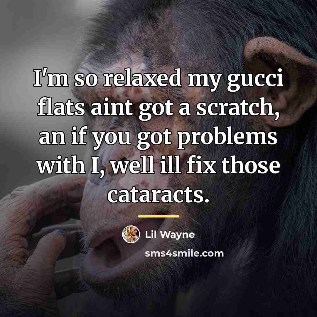 “I'm so relaxed my gucci flats aint got a scratch,…” quote by Lil Wayne