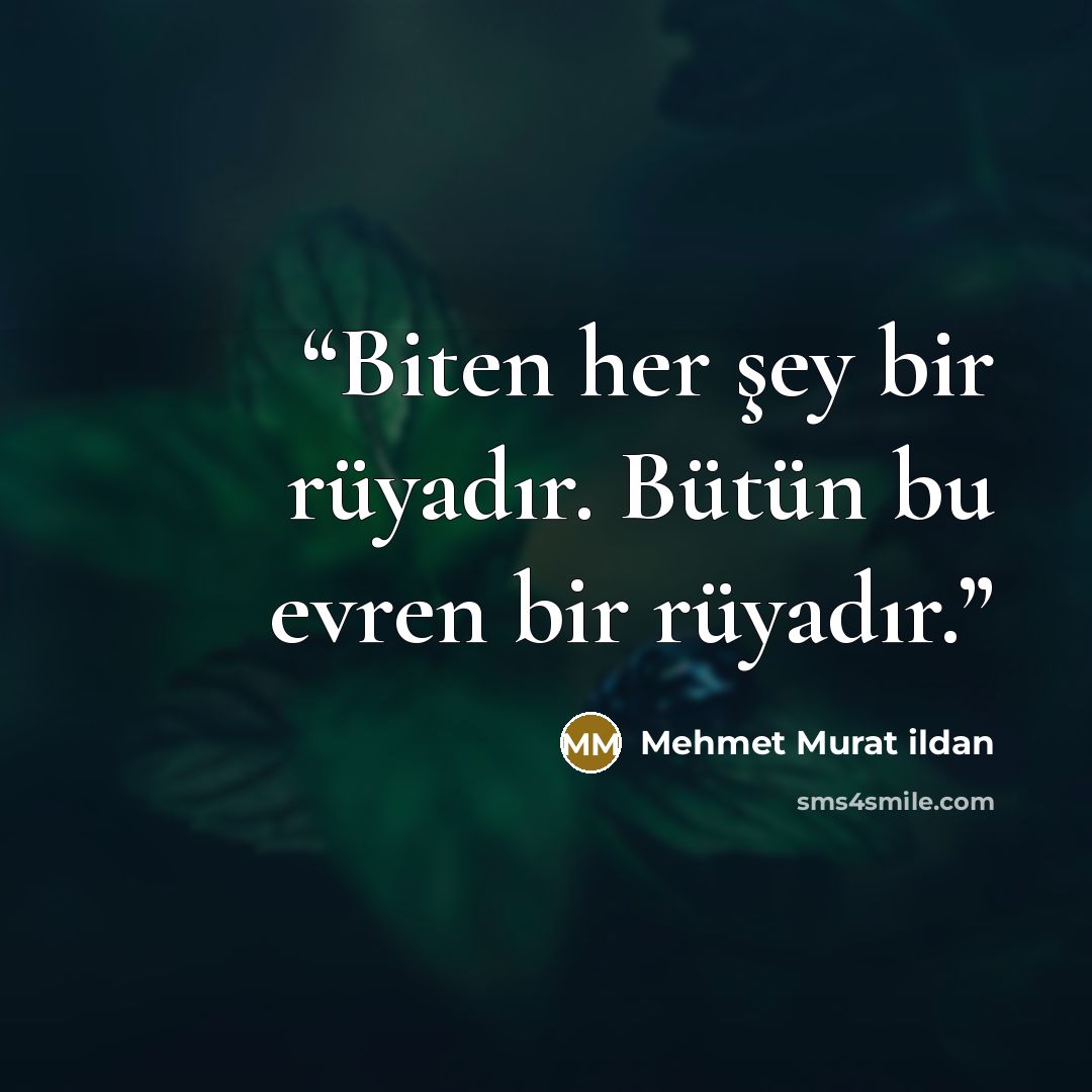 “Biten her şey bir rüyadır. Bütün bu evren bir rüyadır.” quote by Mehmet Murat ildan