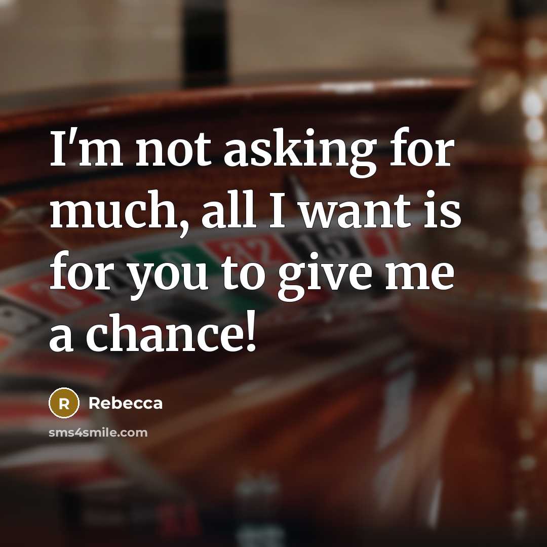 “I'm not asking for much, all I want is for you to give me a chance!” quote by Rebecca