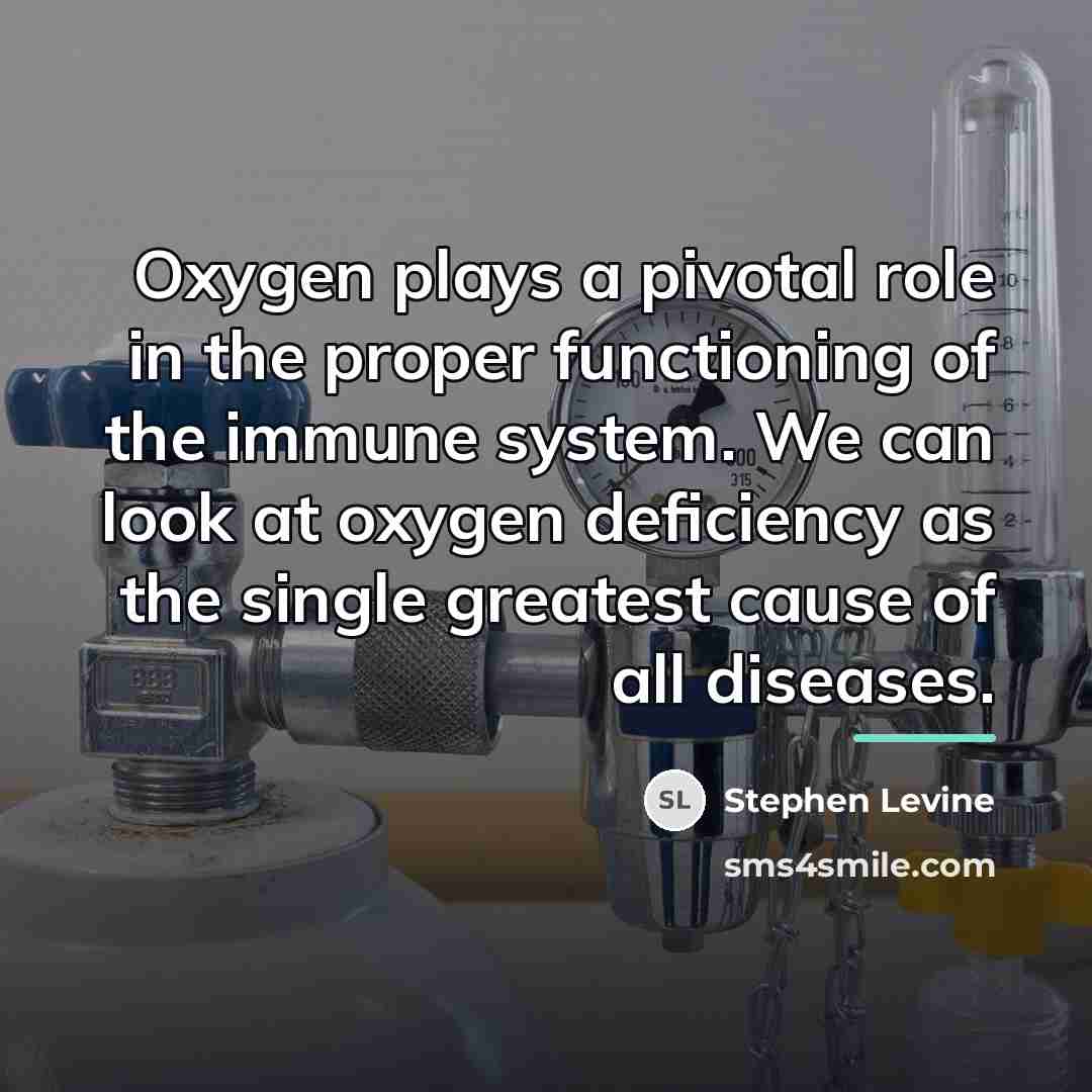 “Oxygen plays a pivotal role in the proper functioning of…” quote by Stephen Levine