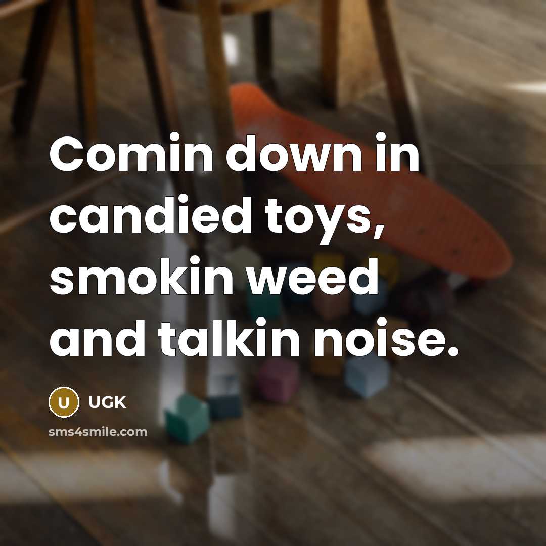 “Comin down in candied toys, smokin weed and talkin noise.” quote by UGK