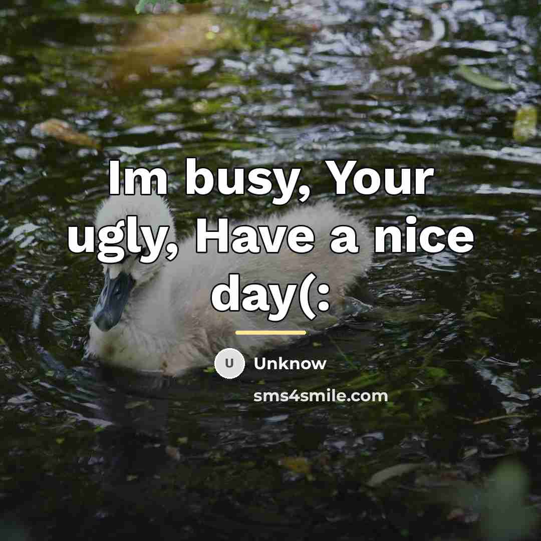 “Im busy, Your ugly, Have a nice day(:…” quote by Unknow