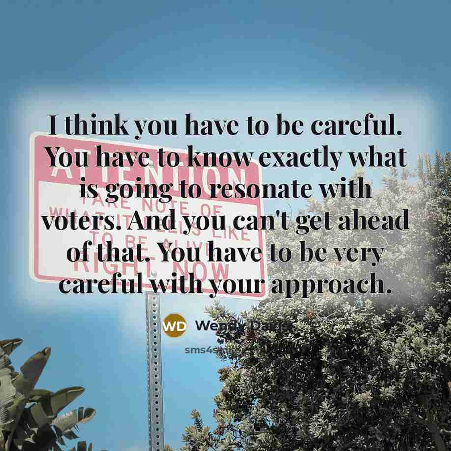 “I think you have to be careful. You have to…” quote by Wendy Davis