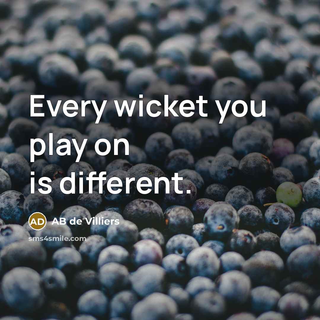 “Every wicket you play on is different.…” quote by AB de Villiers
