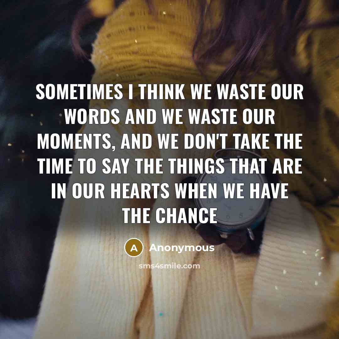 “Sometimes I think we waste our words and we waste…” quote by Anonymous