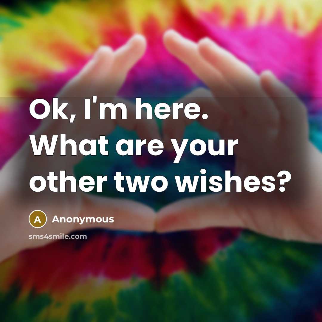 “Ok, I'm here. What are your other two wishes?…” quote by Anonymous