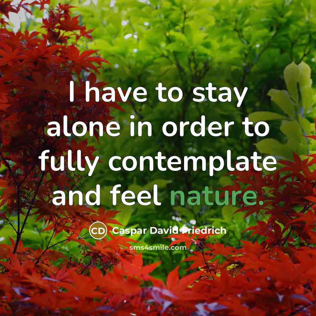 “I have to stay alone in order to fully contemplate…” quote by Caspar David Friedrich