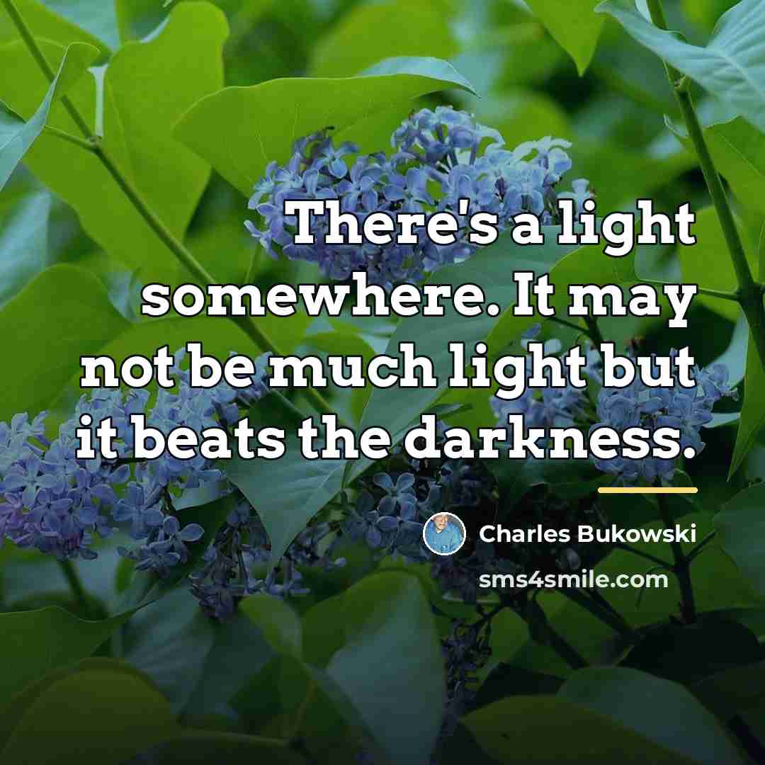 “There's a light somewhere. It may not be much light…” quote by Charles Bukowski