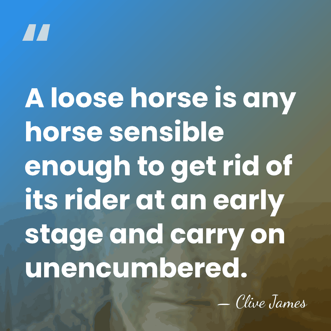 A loose horse is any horse sensible enough to get rid of&hellip; - Clive James