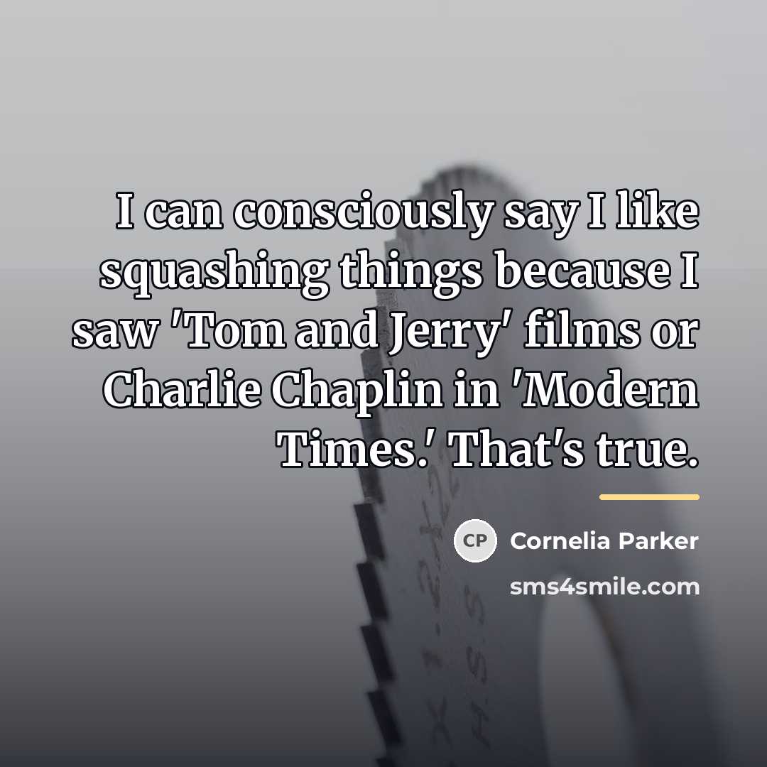 “I can consciously say I like squashing things because I…” quote by Cornelia Parker