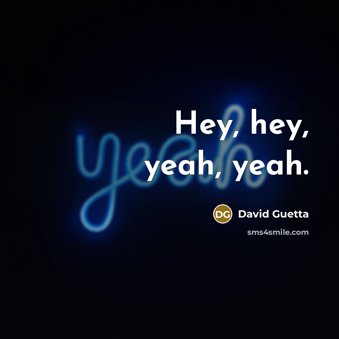 “Hey, hey, yeah, yeah.” quote by David Guetta