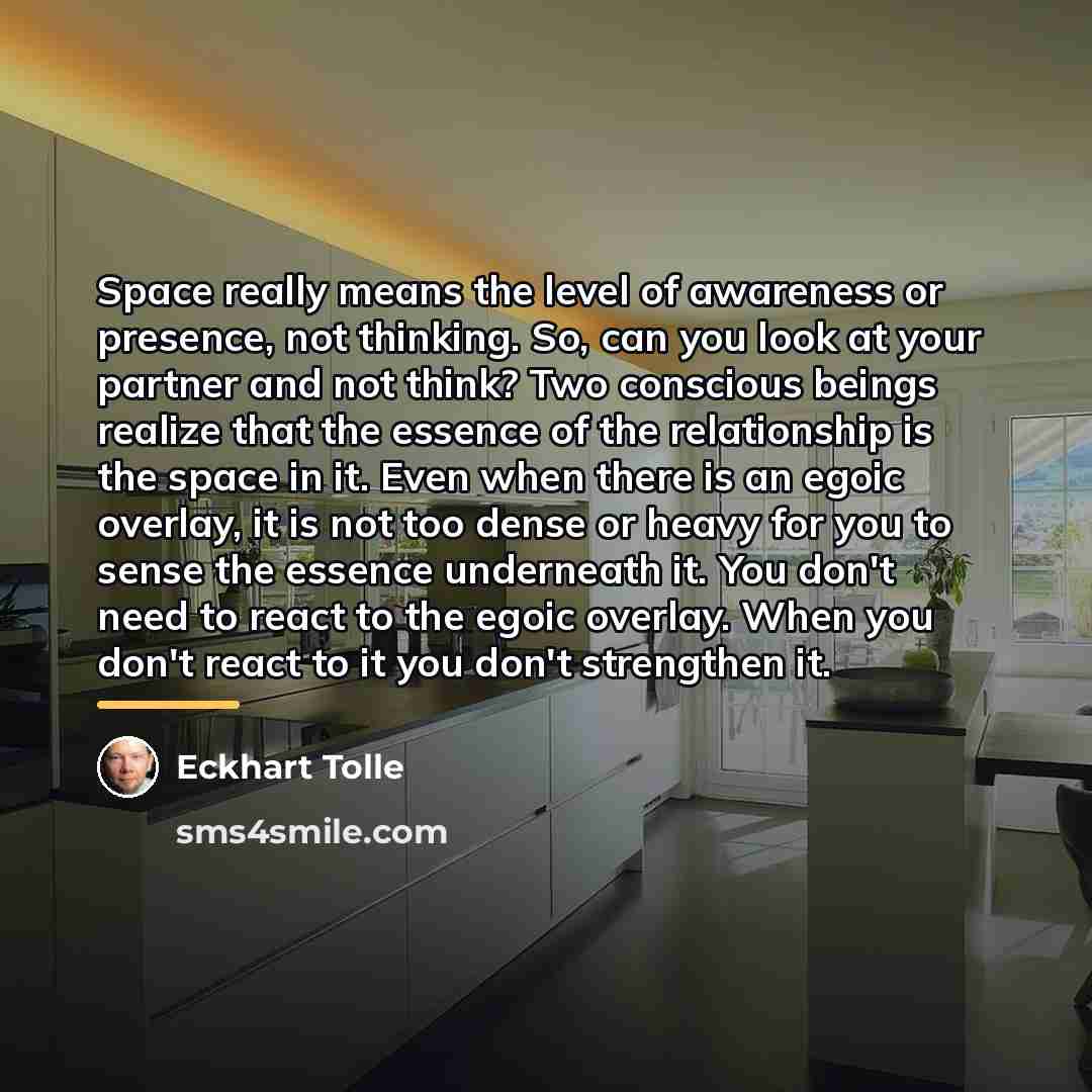 “Space really means the level of awareness or presence, not…” quote by Eckhart Tolle