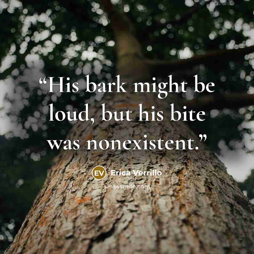 “His bark might be loud, but his bite was nonexistent.” quote by Erica Verrillo