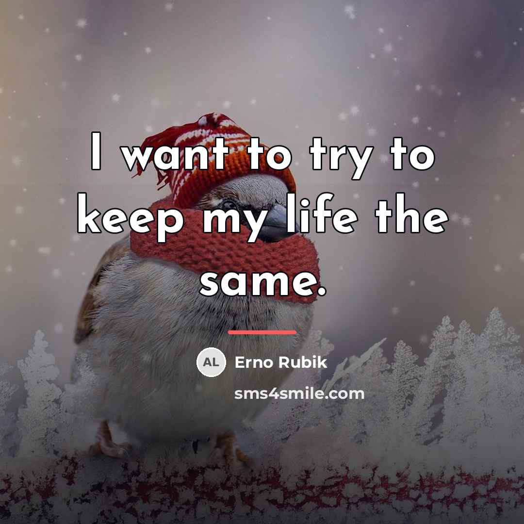 “I want to try to keep my life the same.…” quote by Erno Rubik