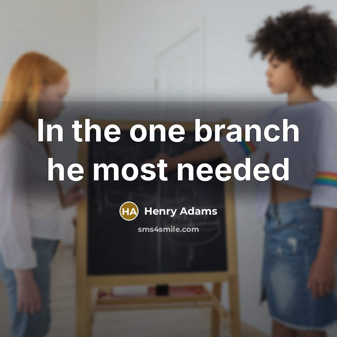 “In the one branch he most needed…” quote by Henry Adams