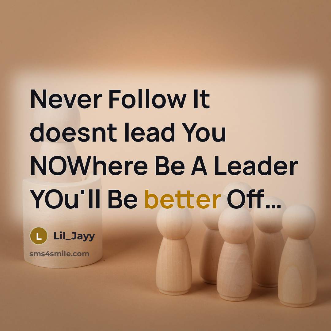 “Never Follow It doesnt lead You NOWhere Be A Leader YOu'll Be better Off…” quote by Lil_Jayy