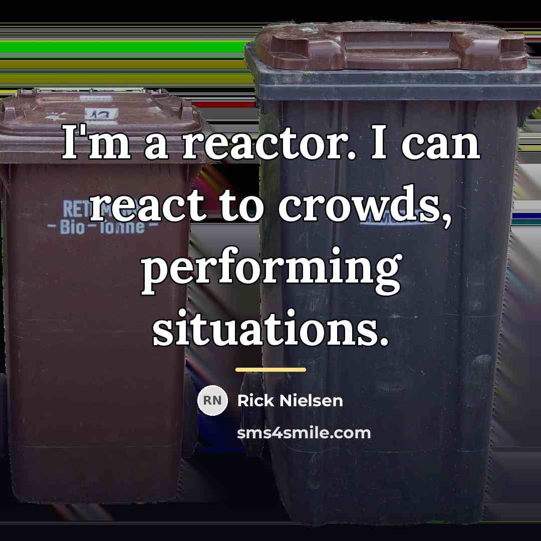“I'm a reactor. I can react to crowds, performing situations.…” quote by Rick Nielsen