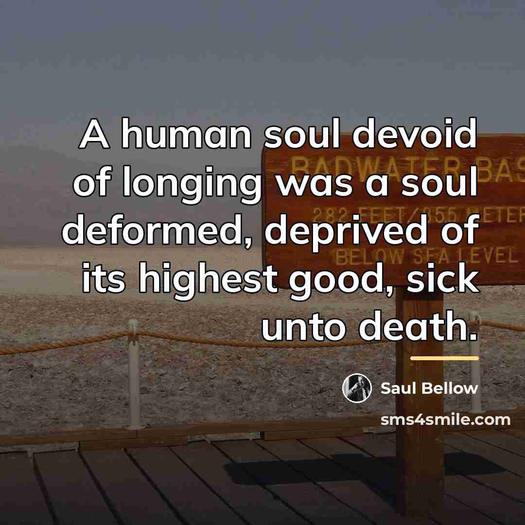 “A human soul devoid of longing was a soul deformed,…” quote by Saul Bellow