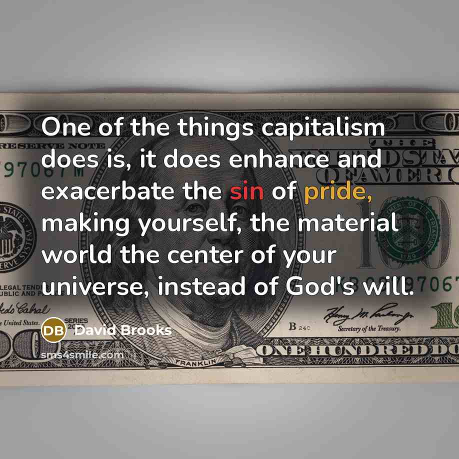 “One of the things capitalism does is, it does enhance…” quote by David Brooks