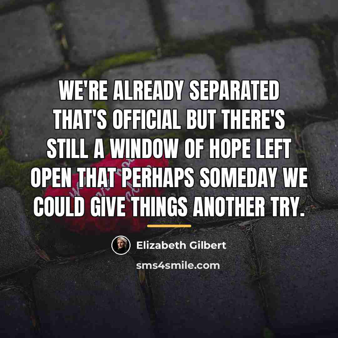 “We're already separated that's official but there's still a window…” quote by Elizabeth Gilbert