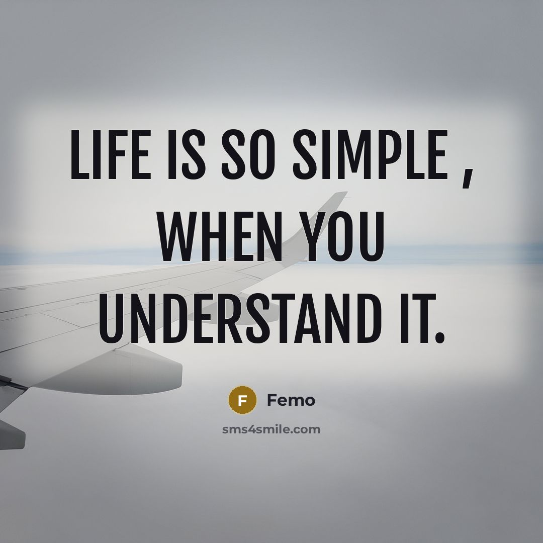 “Life is so simple , when you understand it.” quote by Femo