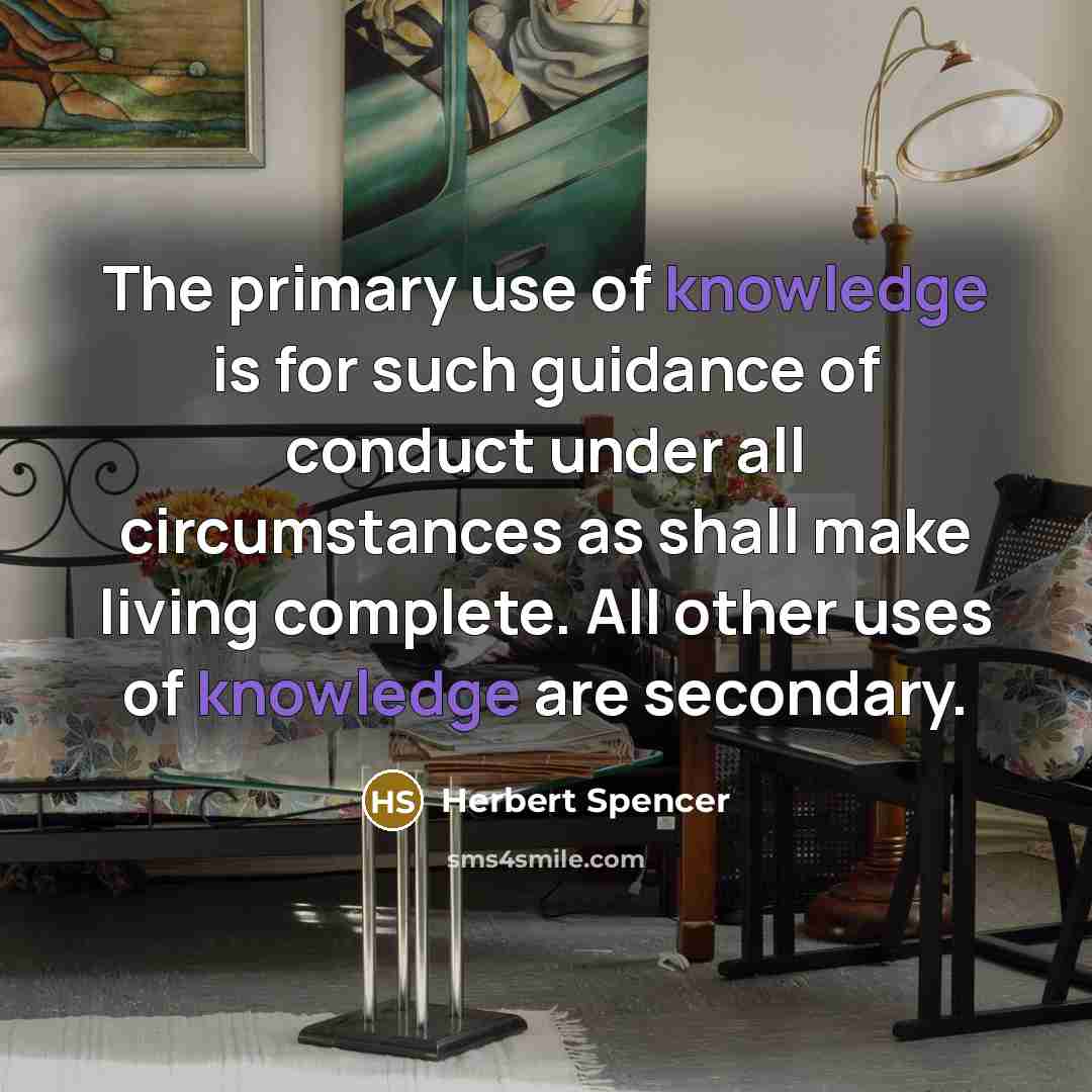 “The primary use of knowledge is for such guidance of…” quote by Herbert Spencer