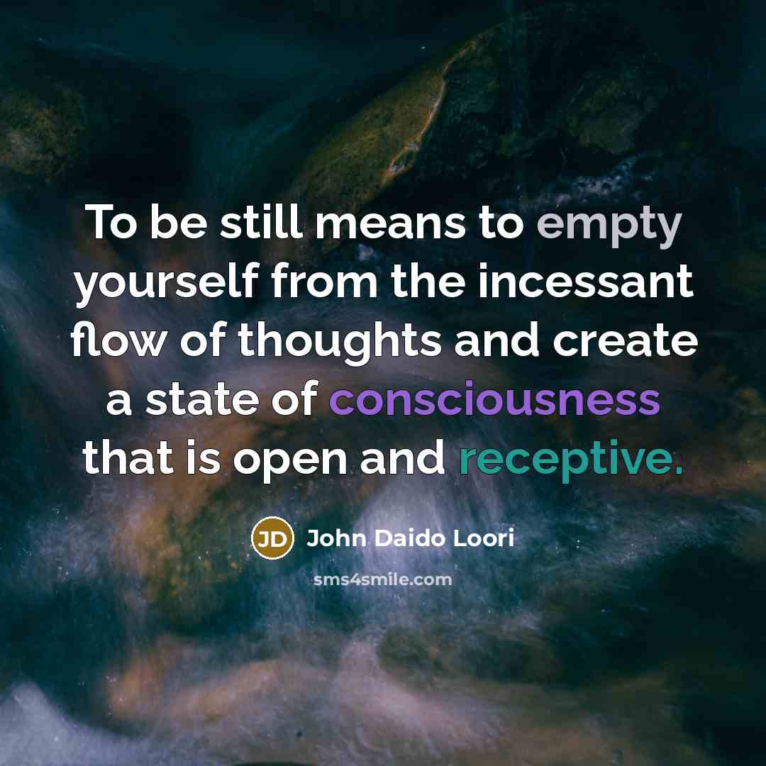 “To be still means to empty yourself from the incessant…” quote by John Daido Loori