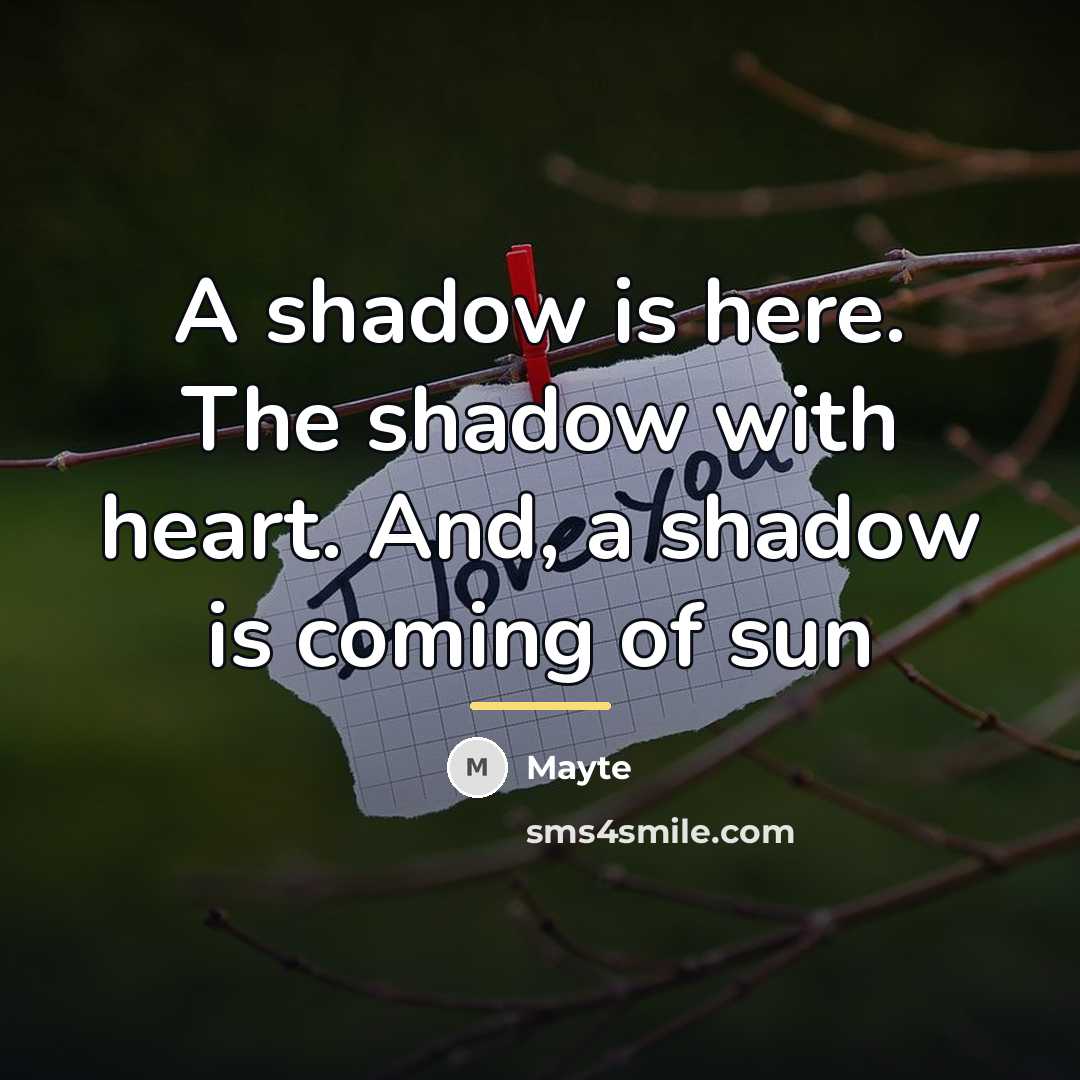 “A shadow is here. The shadow with heart. And, a…” quote by Mayte