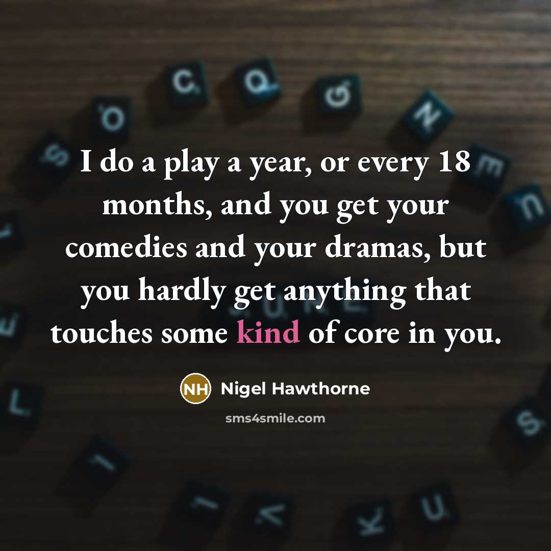 “I do a play a year, or every 18 months,…” quote by Nigel Hawthorne