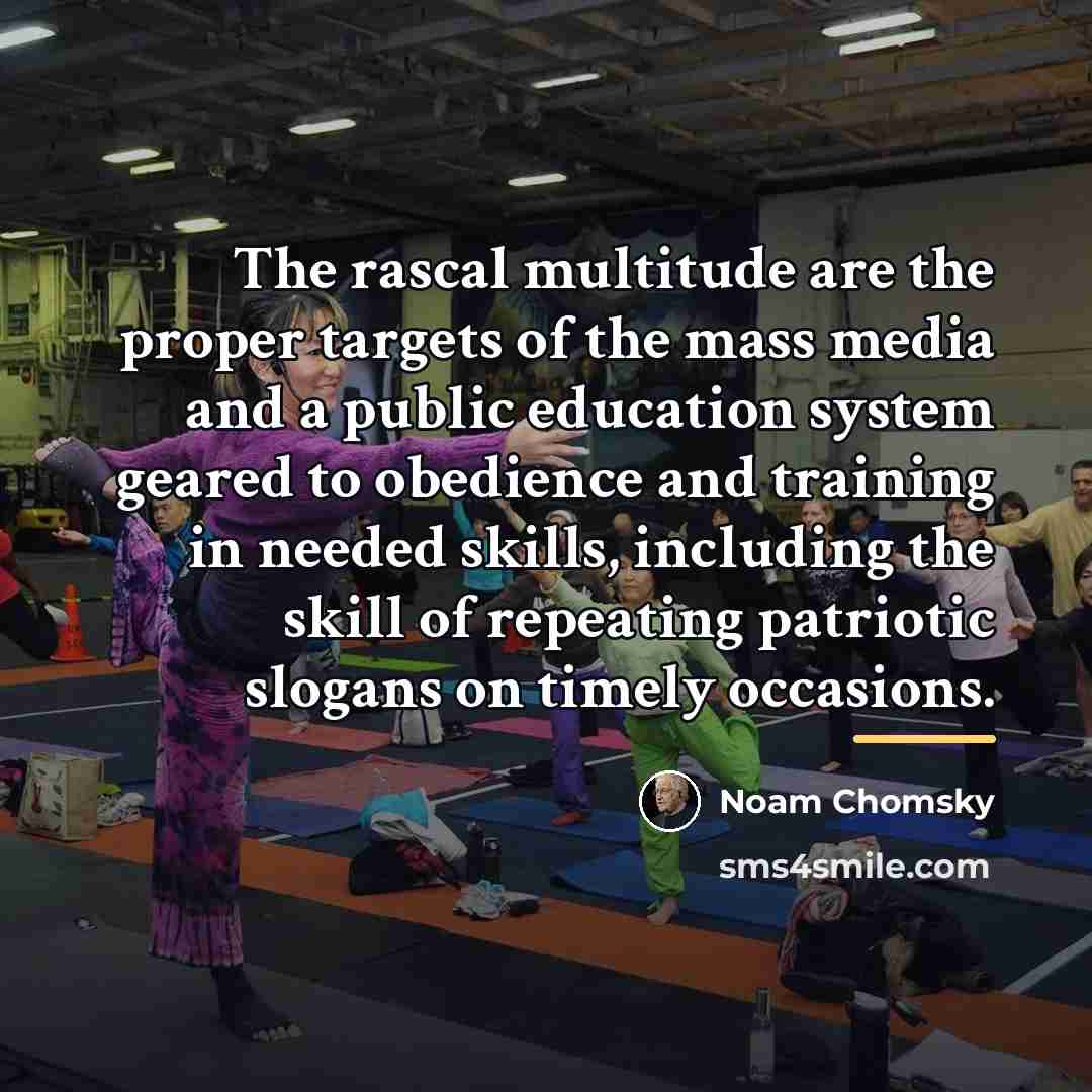 “The rascal multitude are the proper targets of the mass…” quote by Noam Chomsky