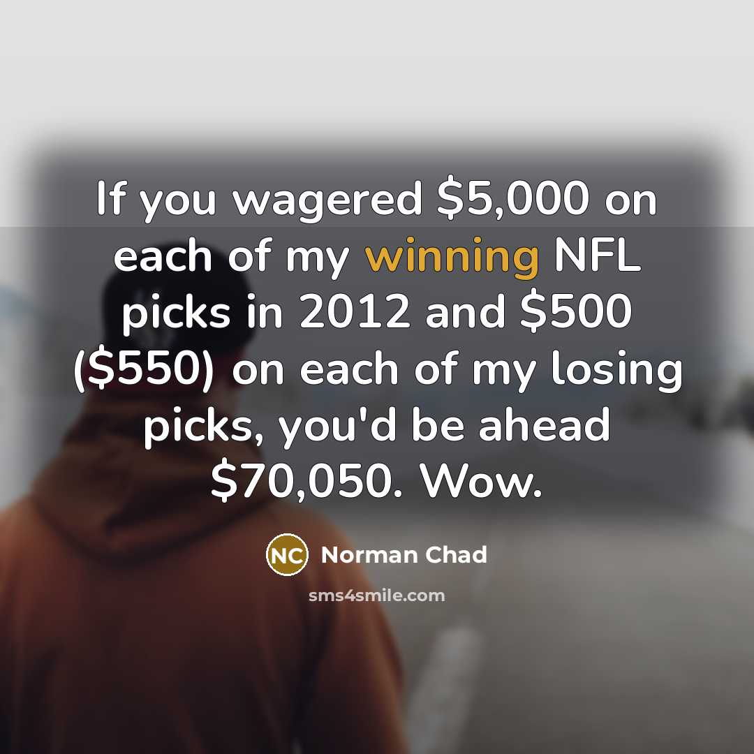 “If you wagered $5,000 on each of my winning NFL…” quote by Norman Chad