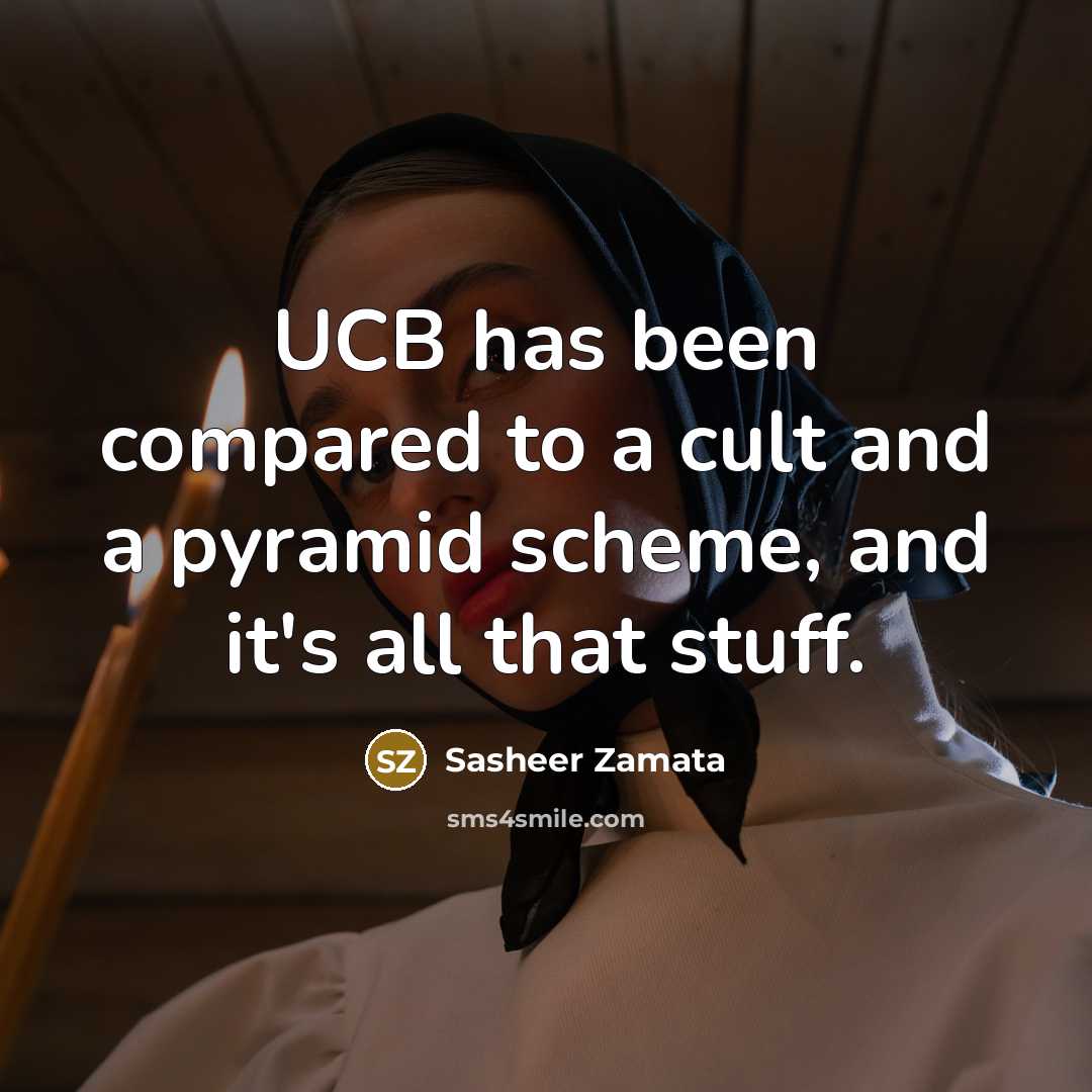 “UCB has been compared to a cult and a pyramid…” quote by Sasheer Zamata