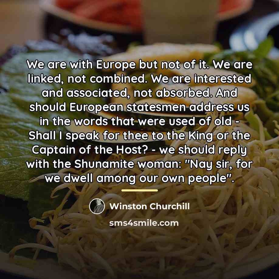 “We are with Europe but not of it. We are…” quote by Winston Churchill