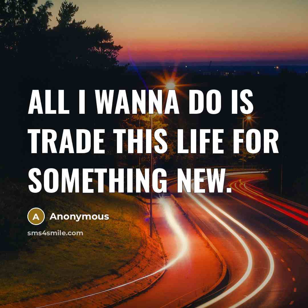 “All I wanna do is trade this life for something…” quote by Anonymous
