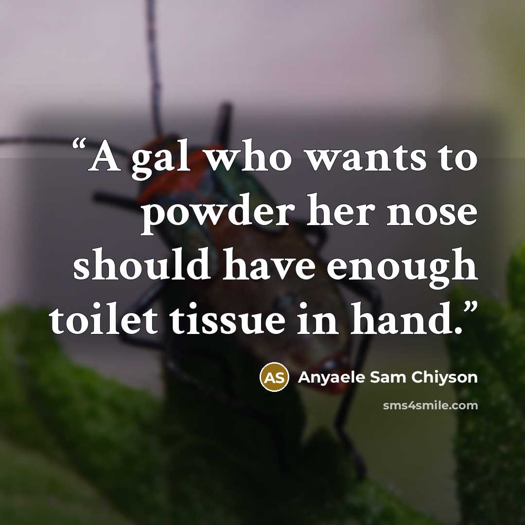 “A gal who wants to powder her nose should have enough toilet tissue in hand.” quote by Anyaele Sam Chiyson